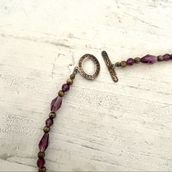 Purple Swarovski Crystal antique silver plated necklace and earrings - Picture 15 of 16